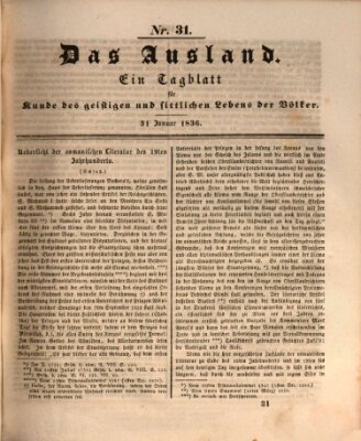 Das Ausland Sonntag 31. Januar 1836