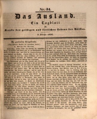 Das Ausland Mittwoch 3. Februar 1836