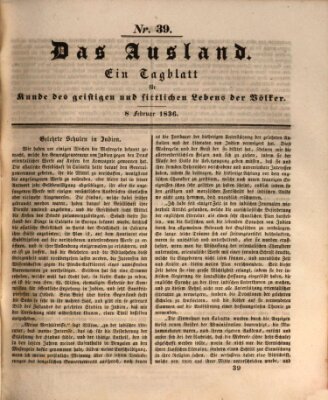 Das Ausland Montag 8. Februar 1836