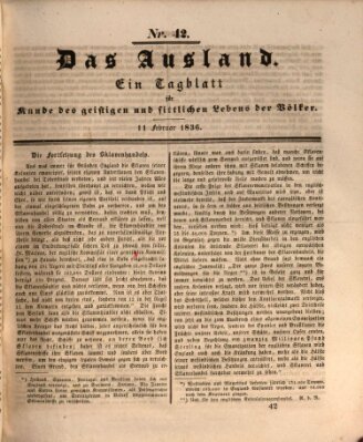 Das Ausland Donnerstag 11. Februar 1836