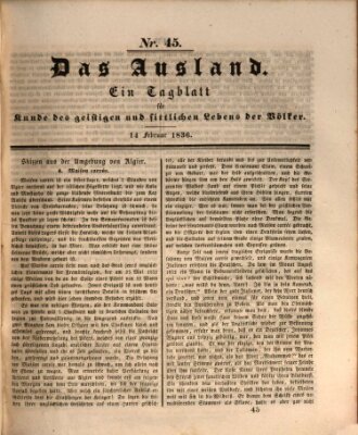 Das Ausland Sonntag 14. Februar 1836
