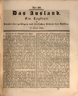 Das Ausland Mittwoch 17. Februar 1836