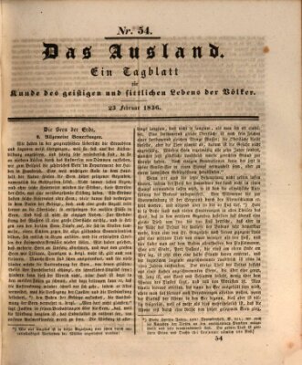 Das Ausland Dienstag 23. Februar 1836