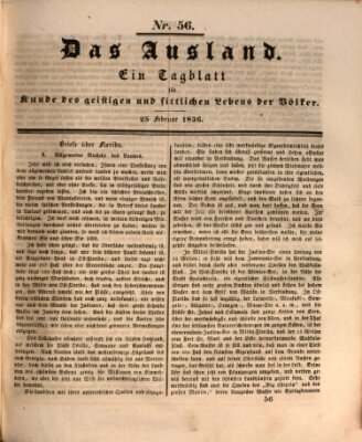 Das Ausland Donnerstag 25. Februar 1836