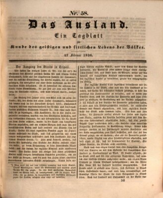 Das Ausland Samstag 27. Februar 1836