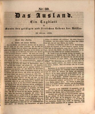 Das Ausland Sonntag 28. Februar 1836