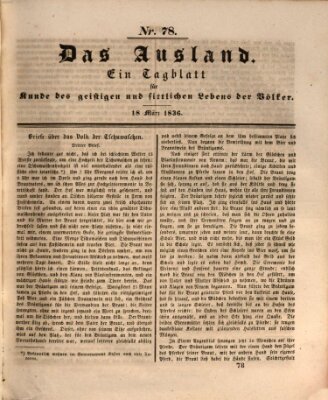 Das Ausland Freitag 18. März 1836