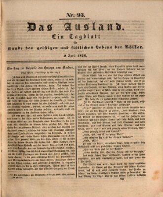 Das Ausland Samstag 2. April 1836