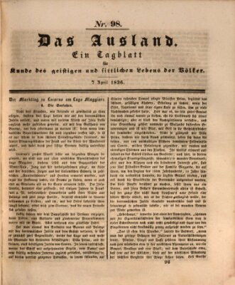 Das Ausland Donnerstag 7. April 1836