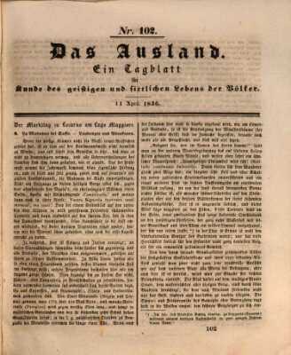 Das Ausland Montag 11. April 1836