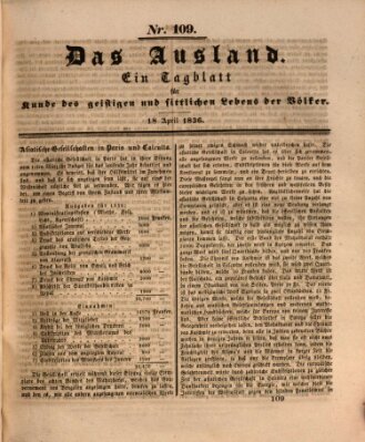 Das Ausland Montag 18. April 1836