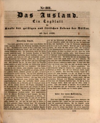 Das Ausland Mittwoch 20. April 1836