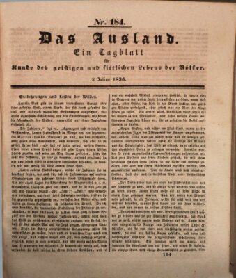 Das Ausland Samstag 2. Juli 1836