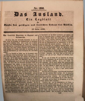 Das Ausland Sonntag 10. Juli 1836