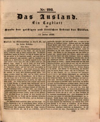 Das Ausland Montag 11. Juli 1836