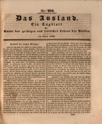 Das Ausland Donnerstag 14. Juli 1836