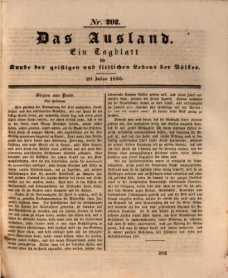 Das Ausland Mittwoch 20. Juli 1836