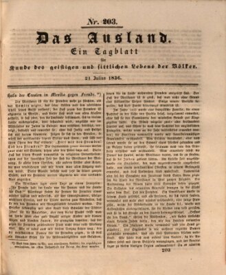 Das Ausland Donnerstag 21. Juli 1836