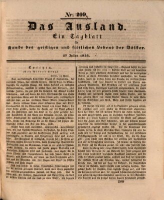 Das Ausland Mittwoch 27. Juli 1836