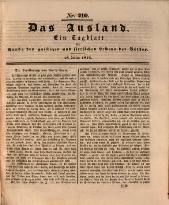 Das Ausland Donnerstag 28. Juli 1836