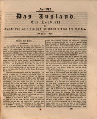 Das Ausland Samstag 30. Juli 1836