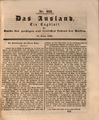 Das Ausland Sonntag 31. Juli 1836