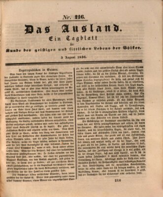 Das Ausland Mittwoch 3. August 1836