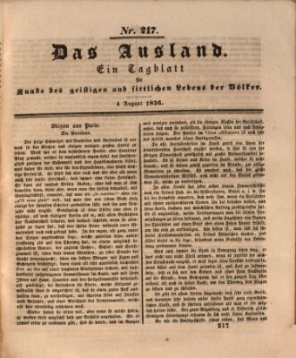 Das Ausland Donnerstag 4. August 1836