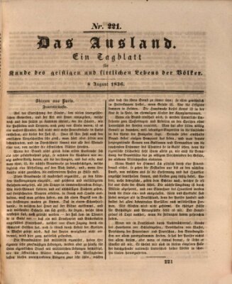 Das Ausland Montag 8. August 1836