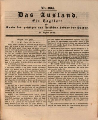 Das Ausland Sonntag 21. August 1836