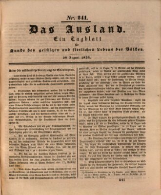 Das Ausland Sonntag 28. August 1836