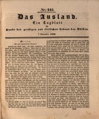 Das Ausland Donnerstag 1. September 1836