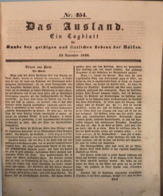 Das Ausland Samstag 10. September 1836