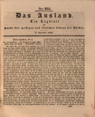 Das Ausland Sonntag 11. September 1836