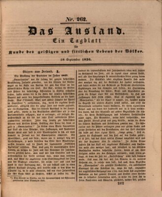 Das Ausland Sonntag 18. September 1836