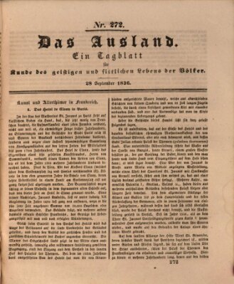 Das Ausland Mittwoch 28. September 1836