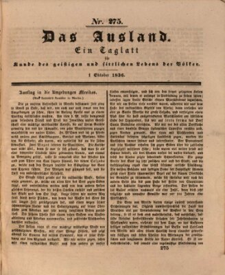 Das Ausland Samstag 1. Oktober 1836