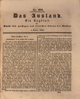 Das Ausland Dienstag 4. Oktober 1836