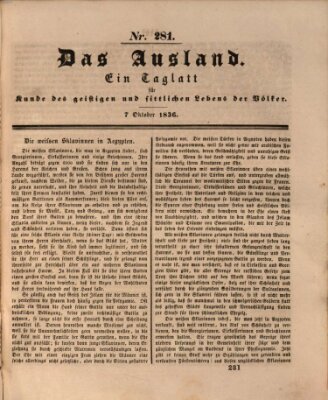 Das Ausland Freitag 7. Oktober 1836