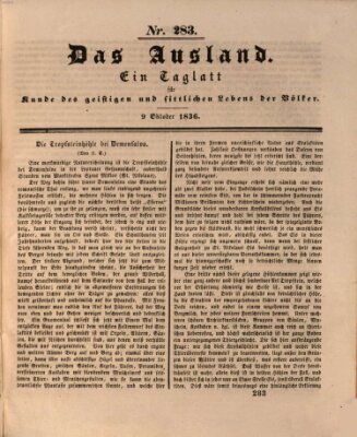 Das Ausland Sonntag 9. Oktober 1836