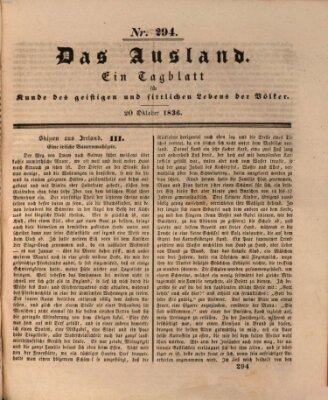 Das Ausland Donnerstag 20. Oktober 1836