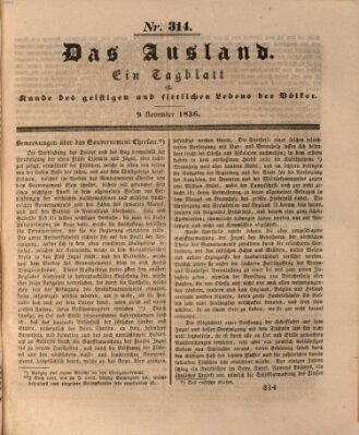 Das Ausland Mittwoch 9. November 1836