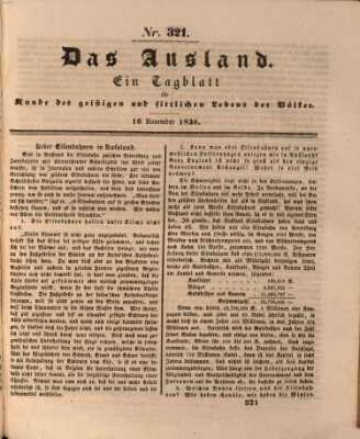 Das Ausland Mittwoch 16. November 1836