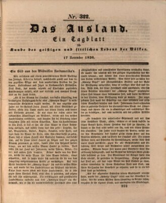 Das Ausland Donnerstag 17. November 1836