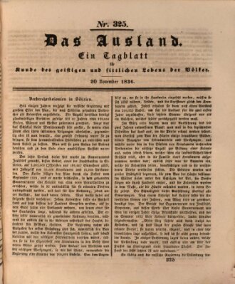 Das Ausland Sonntag 20. November 1836