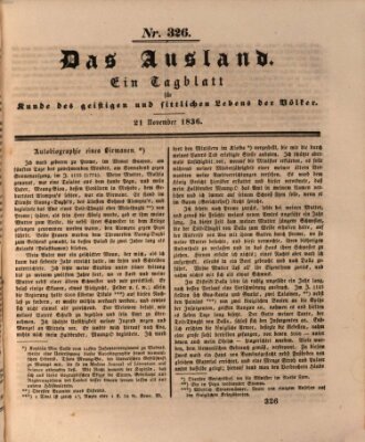 Das Ausland Montag 21. November 1836