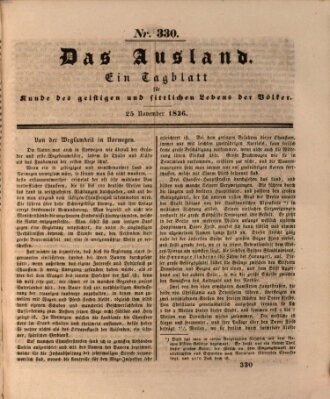 Das Ausland Freitag 25. November 1836