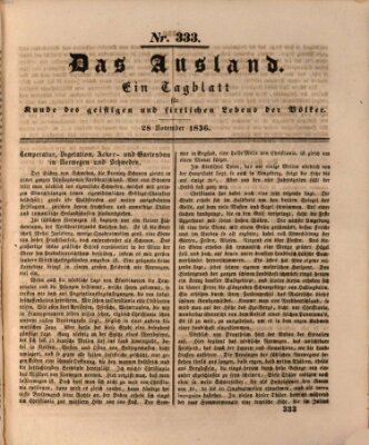 Das Ausland Montag 28. November 1836