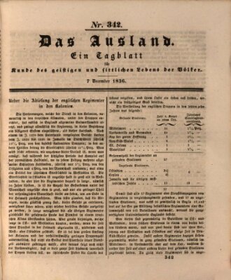 Das Ausland Mittwoch 7. Dezember 1836