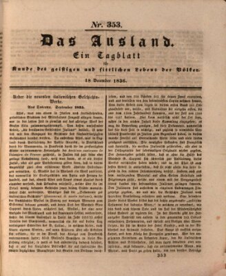 Das Ausland Sonntag 18. Dezember 1836